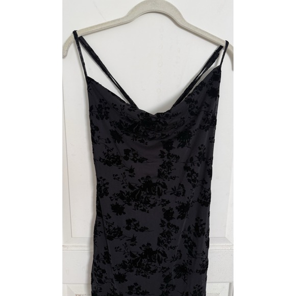 Y2K Style Black Sheer Floral Burnout Lace Midi Slip Dress Goth Prom whimsy XL - Picture 2 of 14